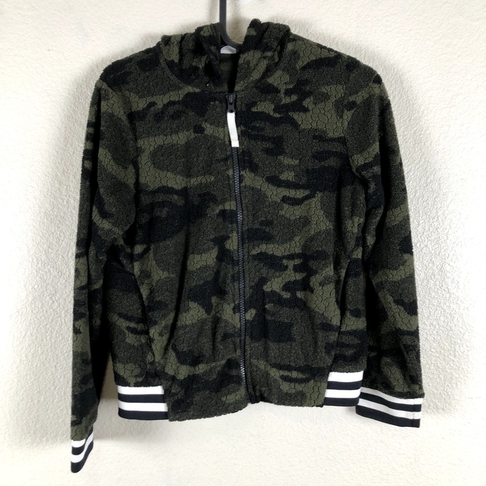 DSG Fleece Hoodie Sweater Boys M Green Camo Zip Up Gorpcore Hunting Streetwear